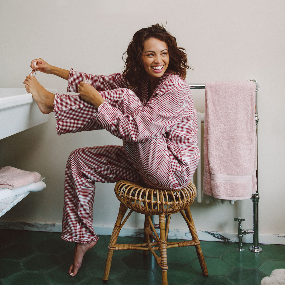 Gingham Ruffle Pyjamas – Christy