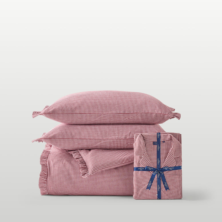 Gingham Ruffle Duvet Set & PJ Bundle