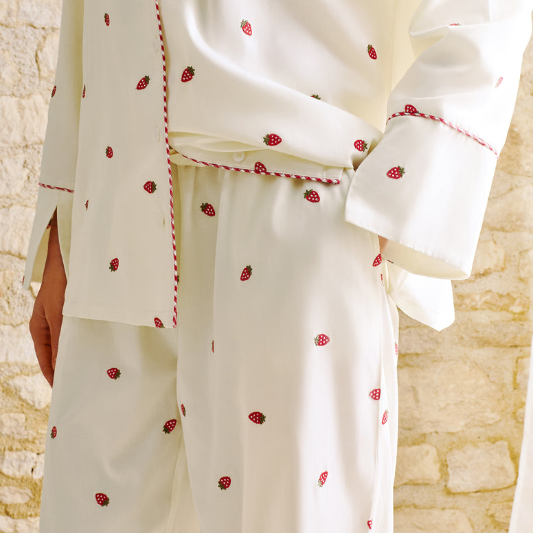 Strawberry Embroidery PJ's