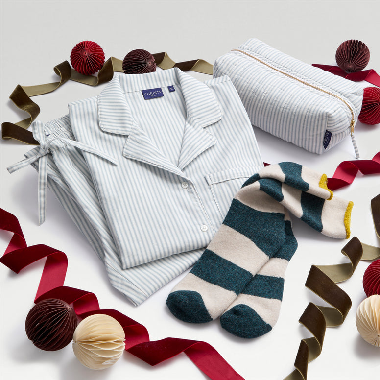 Ticking Stripe PJ, Make Up Bag & Socks Bundle